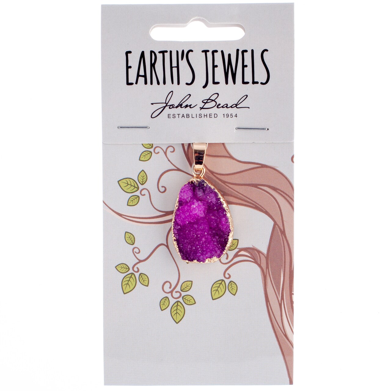 Earth's Jewel 21mm Fuchsia Semi-Precious Agate Teardrop Pendant